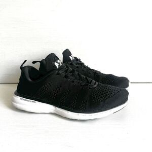 APL Techloom Pro Women’s Running Shoes 7.5 Black White Knit Athleisure Sneakers